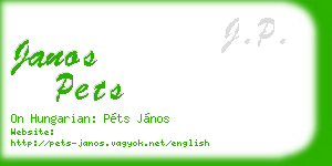 janos pets business card